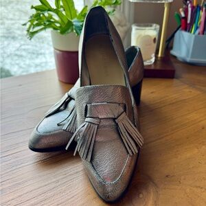 Marc Fisher Phylicia Silver Pewter Fringe Loafers 8.5